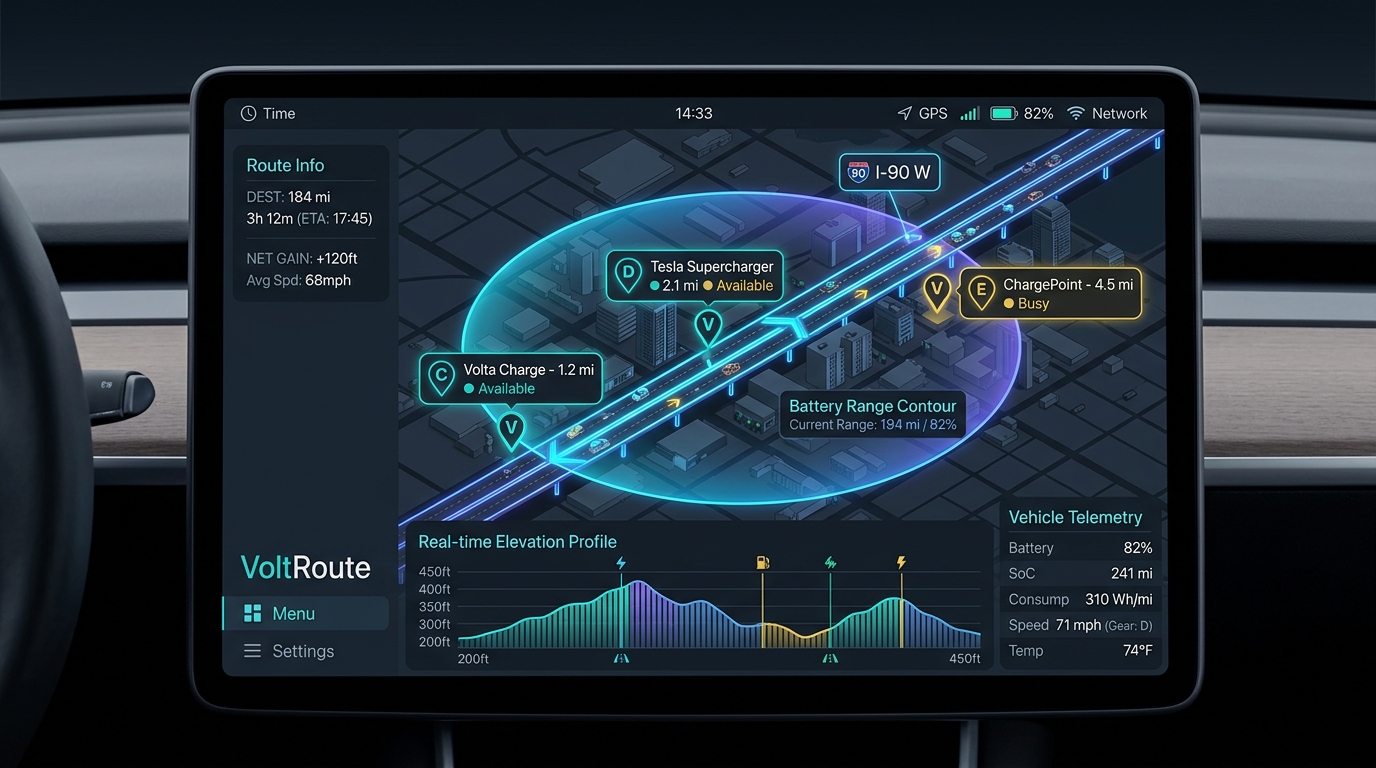 VoltRoute Smart EV Charging map interface preview